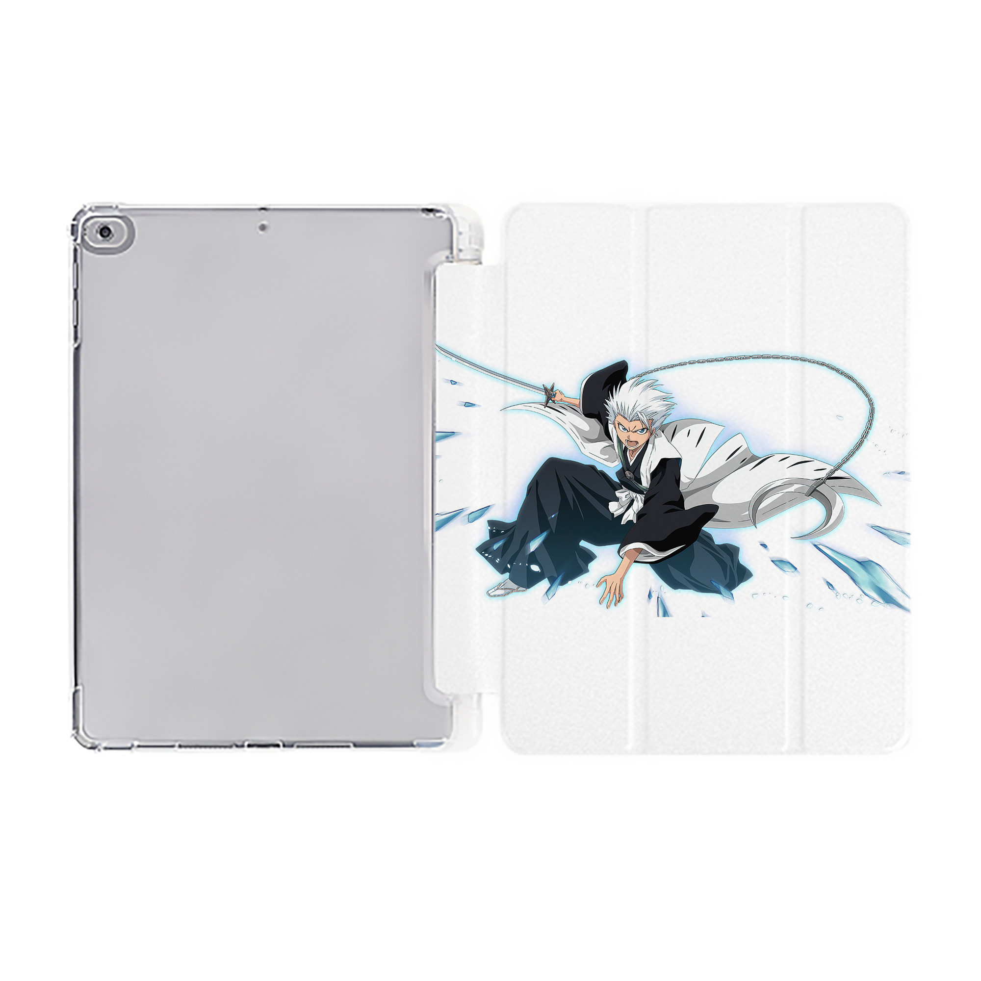 （画像用） ブリーチ 日番谷冬獅郎（ひつがや とうしろう） BLEACH Hitsugaya Toushirou IPad ケース ペン収納付き 三つ折りスタンド PUレザー×シリコン 対応機種9.5/10.5/10.9インチ